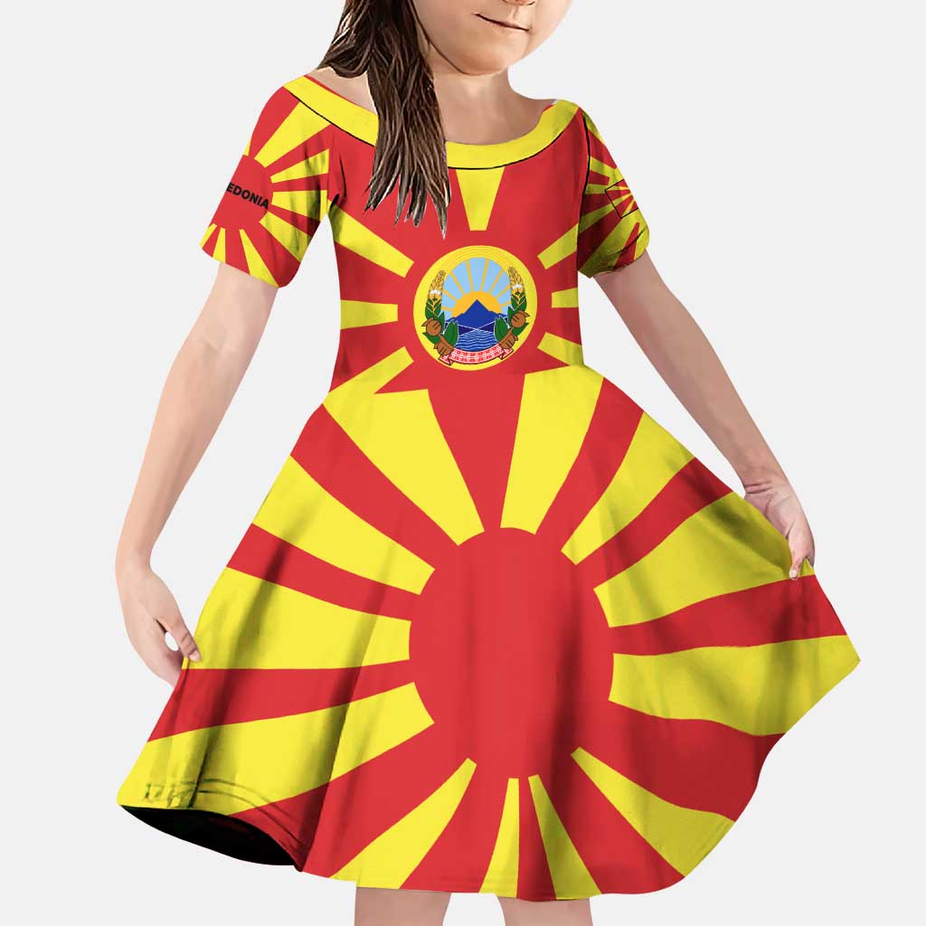Macedonia Family Matching Puletasi and Hawaiian Shirt with National Emblem and Sunburst Flag Design - Wonder Print Shop
