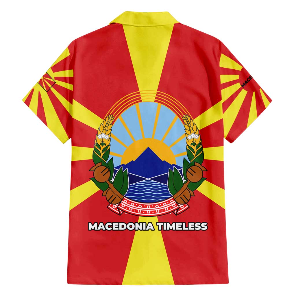 Macedonia Family Matching Puletasi and Hawaiian Shirt with National Emblem and Sunburst Flag Design - Wonder Print Shop