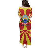 Macedonia Family Matching Puletasi and Hawaiian Shirt with National Emblem and Sunburst Flag Design - Wonder Print Shop