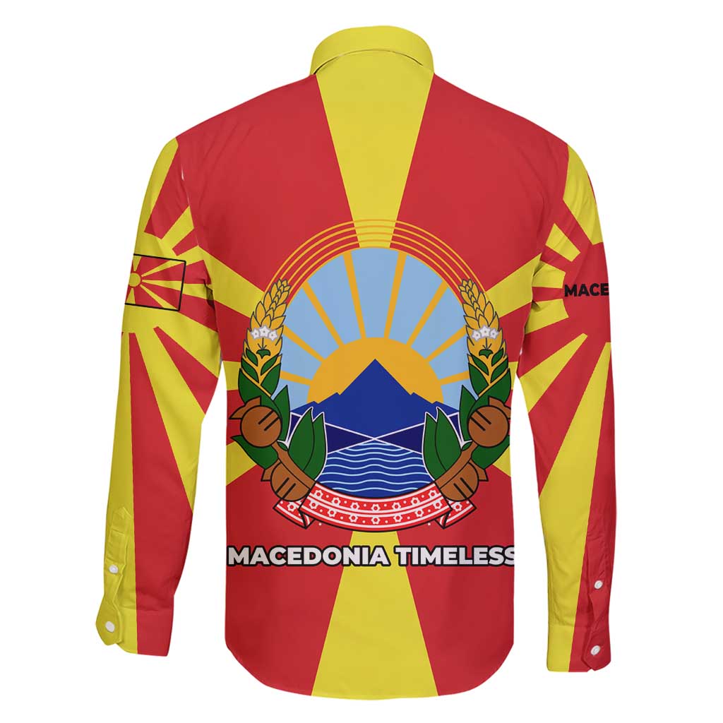 Macedonia Family Matching Short Sleeve Bodycon Dress and Hawaiian Shirt with National Emblem and Sunburst Flag Design - Wonder Print Shop