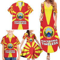 Macedonia Family Matching Summer Maxi Dress and Hawaiian Shirt with National Emblem and Sunburst Flag Design - Wonder Print Shop