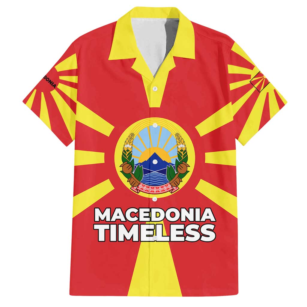 Macedonia Family Matching Summer Maxi Dress and Hawaiian Shirt with National Emblem and Sunburst Flag Design - Wonder Print Shop