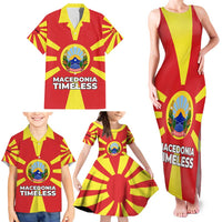 Macedonia Family Matching Tank Maxi Dress and Hawaiian Shirt with National Emblem and Sunburst Flag Design - Wonder Print Shop
