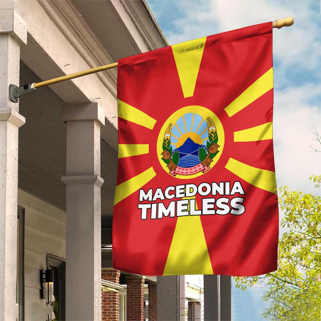 Macedonia Garden Flag with National Emblem and Sunburst Flag Design - Wonder Print Shop