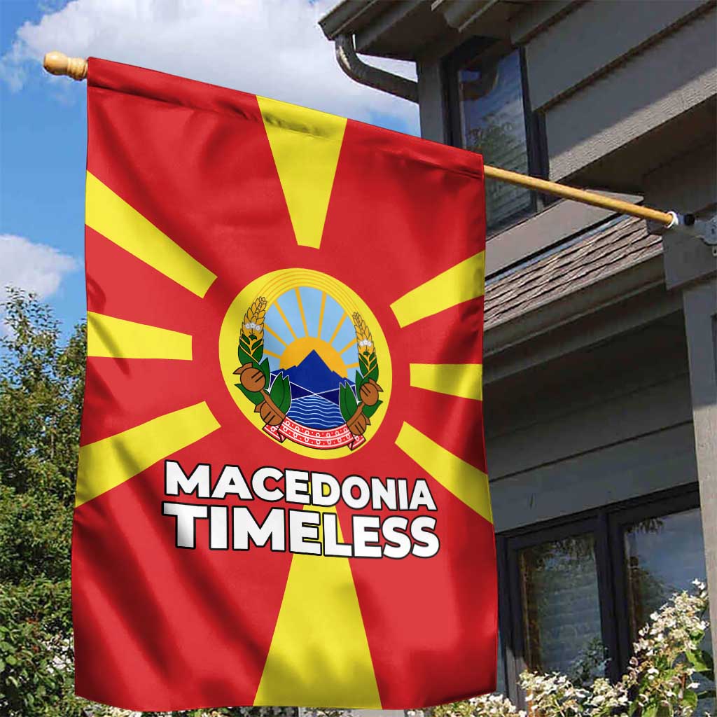 Macedonia Garden Flag with National Emblem and Sunburst Flag Design - Wonder Print Shop