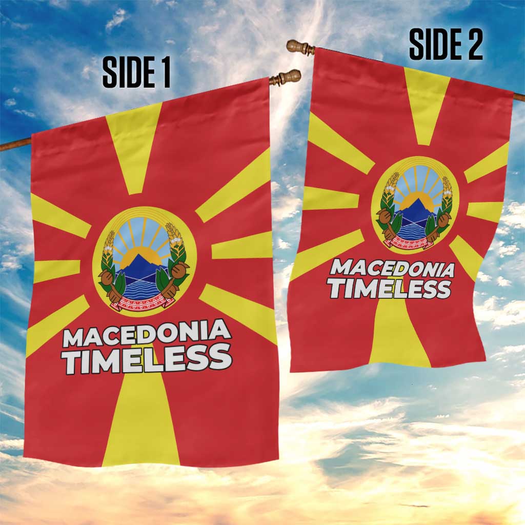 Macedonia Garden Flag with National Emblem and Sunburst Flag Design - Wonder Print Shop