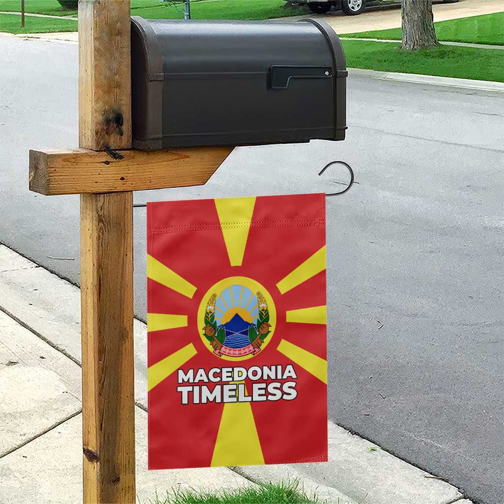 Macedonia Garden Flag with National Emblem and Sunburst Flag Design - Wonder Print Shop