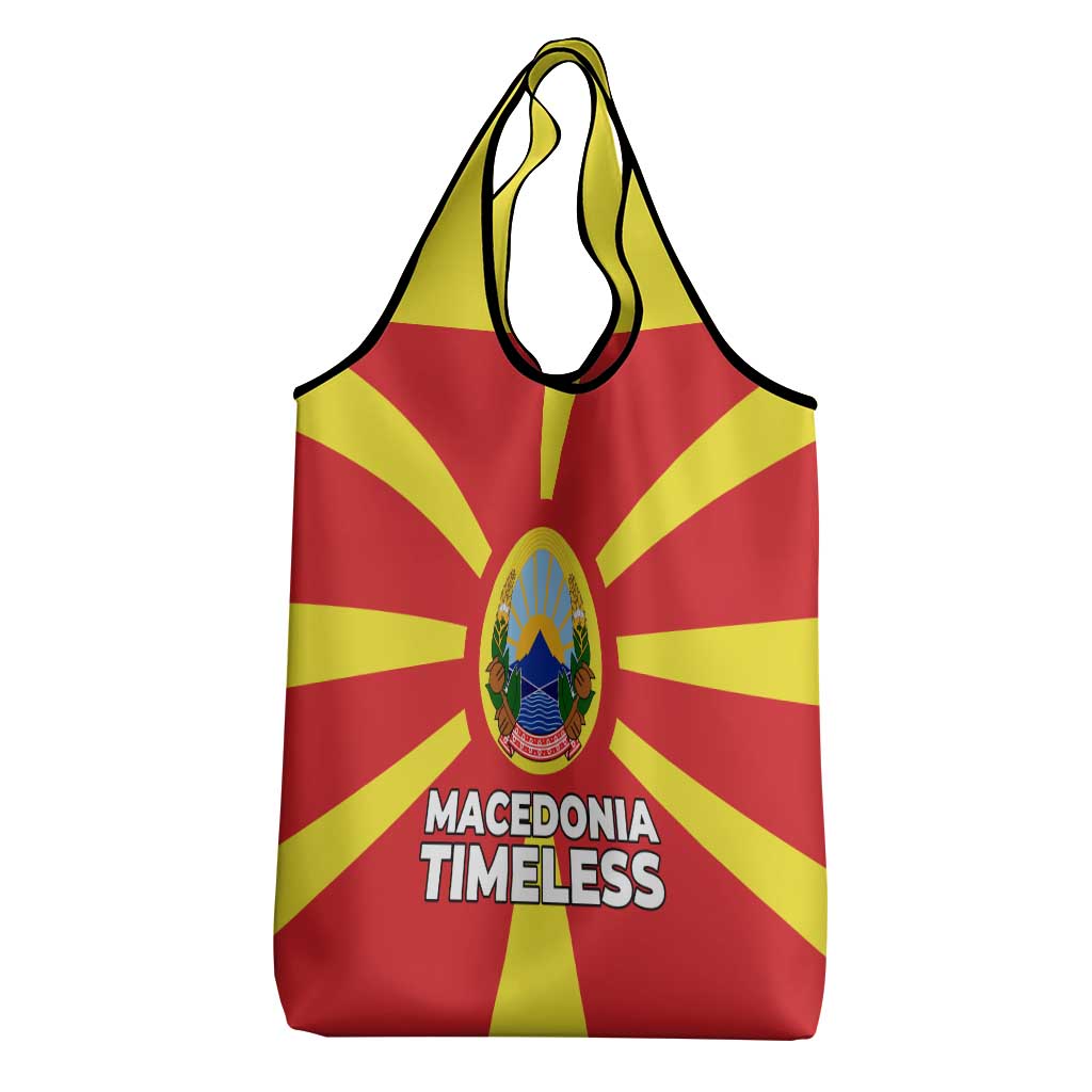 Macedonia Grocery Bag with National Emblem and Sunburst Flag Design - Wonder Print Shop