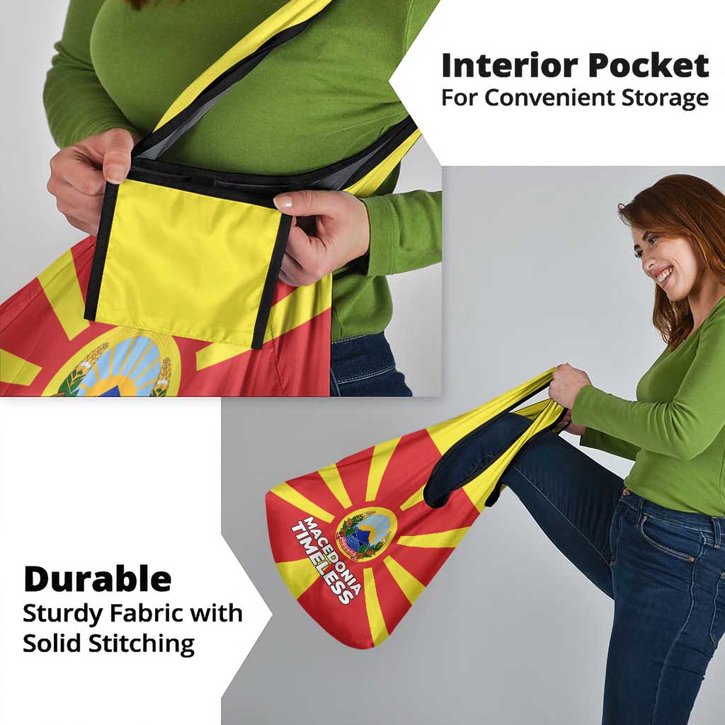 Macedonia Grocery Bag with National Emblem and Sunburst Flag Design - Wonder Print Shop