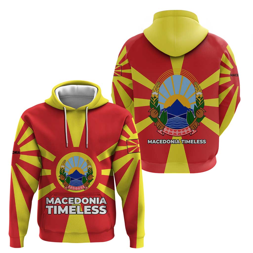 Macedonia Hoodie with National Emblem and Sunburst Flag Design - Wonder Print Shop