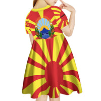 Macedonia Kid Short Sleeve Dress with National Emblem and Sunburst Flag Design - Wonder Print Shop