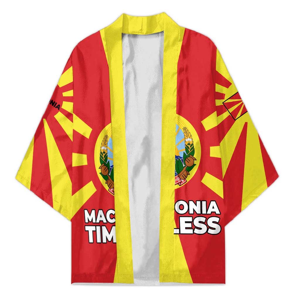 Macedonia Kimono with National Emblem and Sunburst Flag Design - Wonder Print Shop