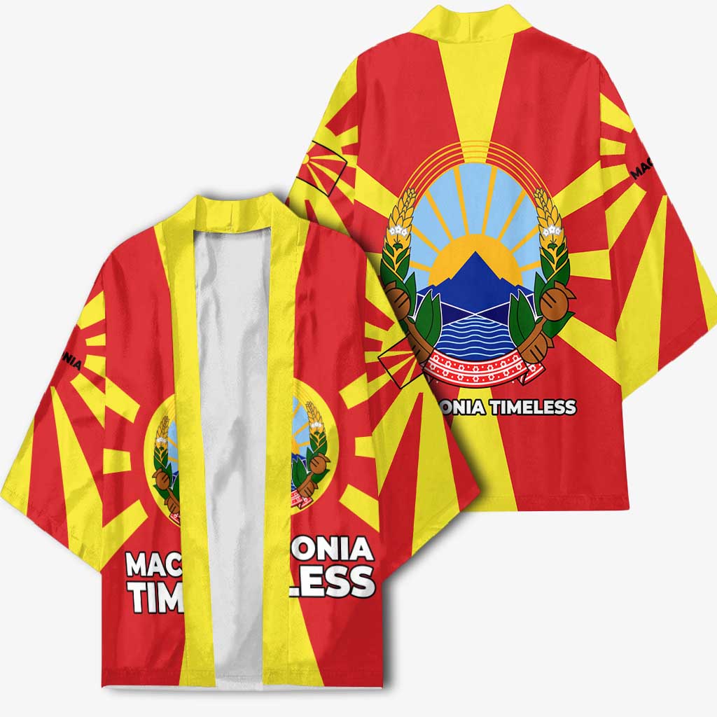 Macedonia Kimono with National Emblem and Sunburst Flag Design - Wonder Print Shop
