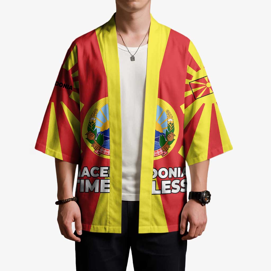 Macedonia Kimono with National Emblem and Sunburst Flag Design - Wonder Print Shop