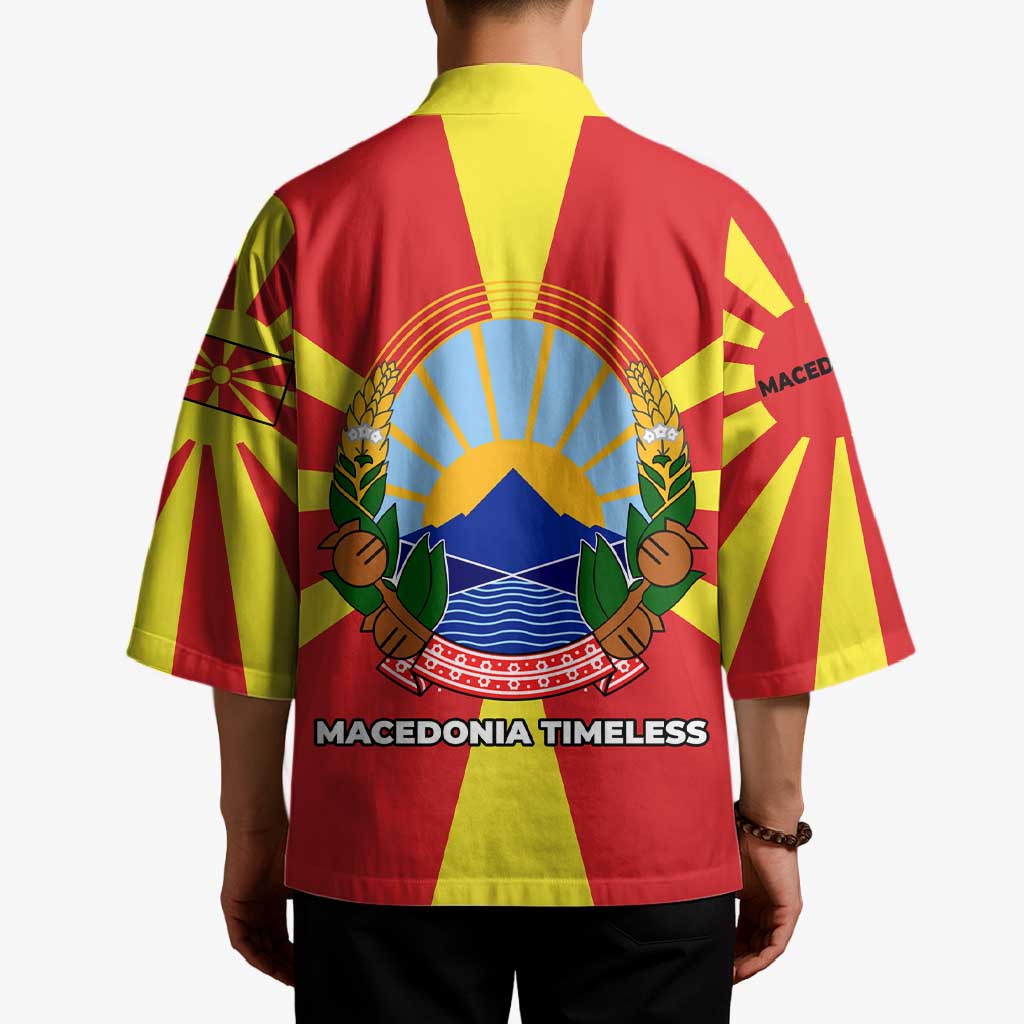 Macedonia Kimono with National Emblem and Sunburst Flag Design - Wonder Print Shop