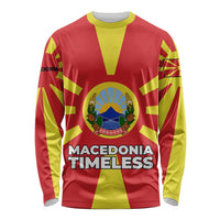 Macedonia Long Sleeve Shirt with National Emblem and Sunburst Flag Design - Wonder Print Shop