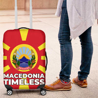 Macedonia Luggage Cover with National Emblem and Sunburst Flag Design - Wonder Print Shop