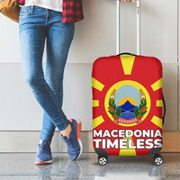 Macedonia Luggage Cover with National Emblem and Sunburst Flag Design - Wonder Print Shop
