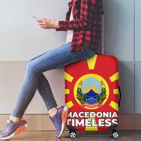 Macedonia Luggage Cover with National Emblem and Sunburst Flag Design - Wonder Print Shop
