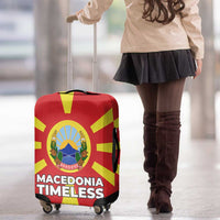 Macedonia Luggage Cover with National Emblem and Sunburst Flag Design - Wonder Print Shop