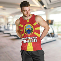 Macedonia Men Tank Top with National Emblem and Sunburst Flag Design - Wonder Print Shop