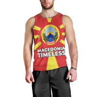 Macedonia Men Tank Top with National Emblem and Sunburst Flag Design - Wonder Print Shop