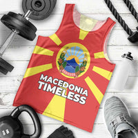 Macedonia Men Tank Top with National Emblem and Sunburst Flag Design - Wonder Print Shop