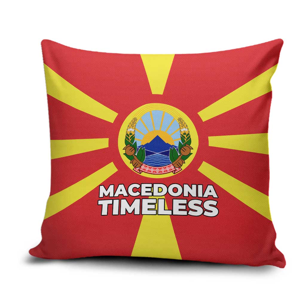 Macedonia Pillow Cover with National Emblem and Sunburst Flag Design - Wonder Print Shop