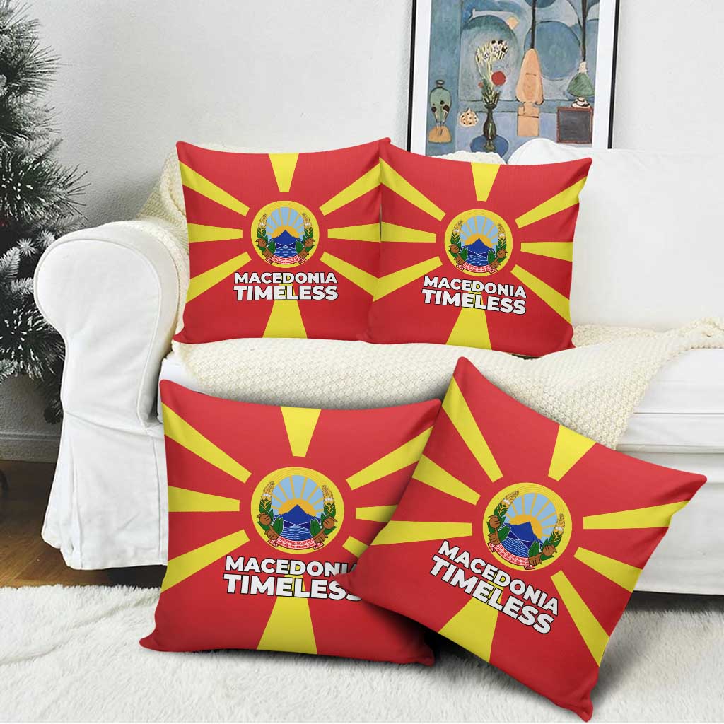 Macedonia Pillow Cover with National Emblem and Sunburst Flag Design - Wonder Print Shop