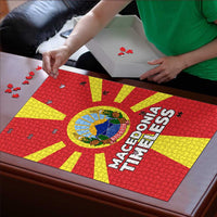 Macedonia Puzzle with National Emblem and Sunburst Flag Design - Wonder Print Shop