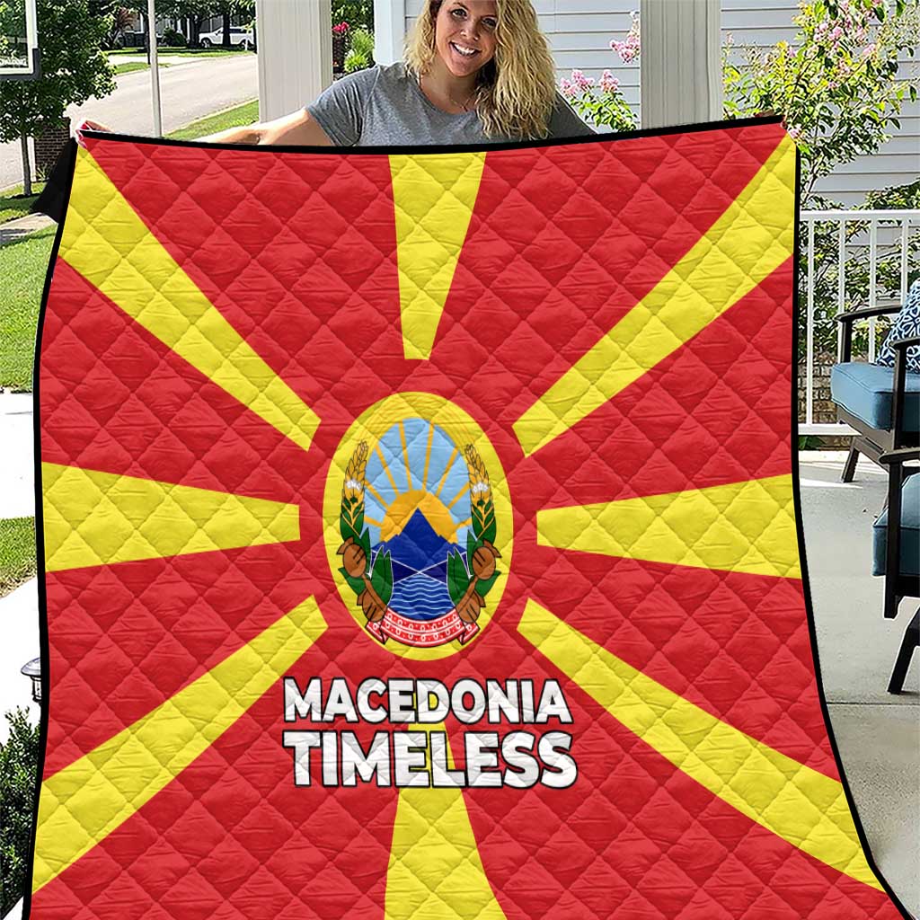 Macedonia Quilt with National Emblem and Sunburst Flag Design - Wonder Print Shop