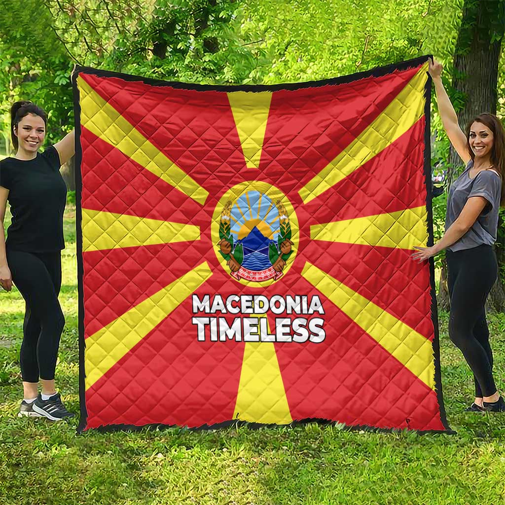 Macedonia Quilt with National Emblem and Sunburst Flag Design - Wonder Print Shop