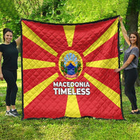 Macedonia Quilt with National Emblem and Sunburst Flag Design - Wonder Print Shop