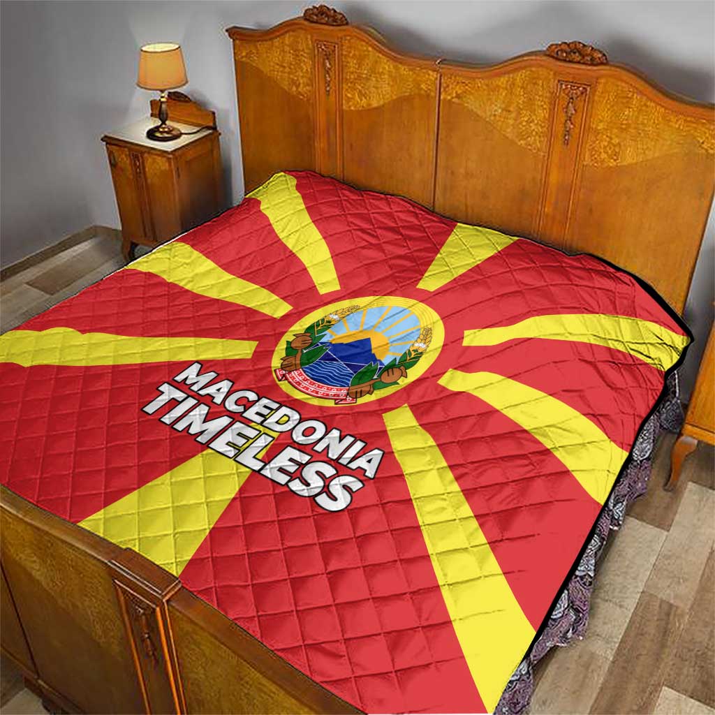 Macedonia Quilt with National Emblem and Sunburst Flag Design - Wonder Print Shop