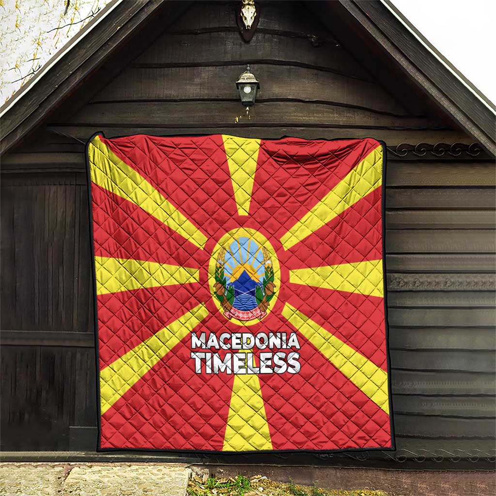 Macedonia Quilt with National Emblem and Sunburst Flag Design - Wonder Print Shop