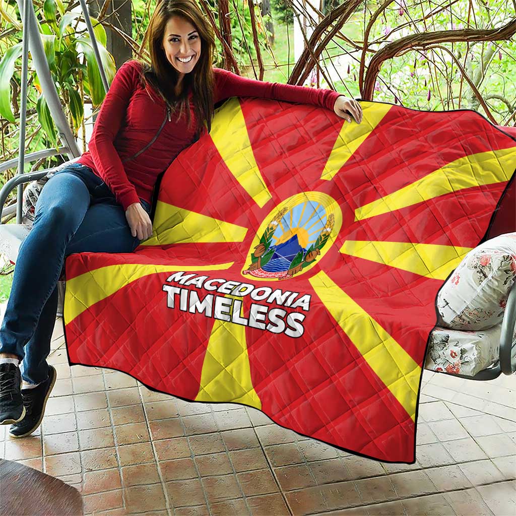 Macedonia Quilt with National Emblem and Sunburst Flag Design - Wonder Print Shop