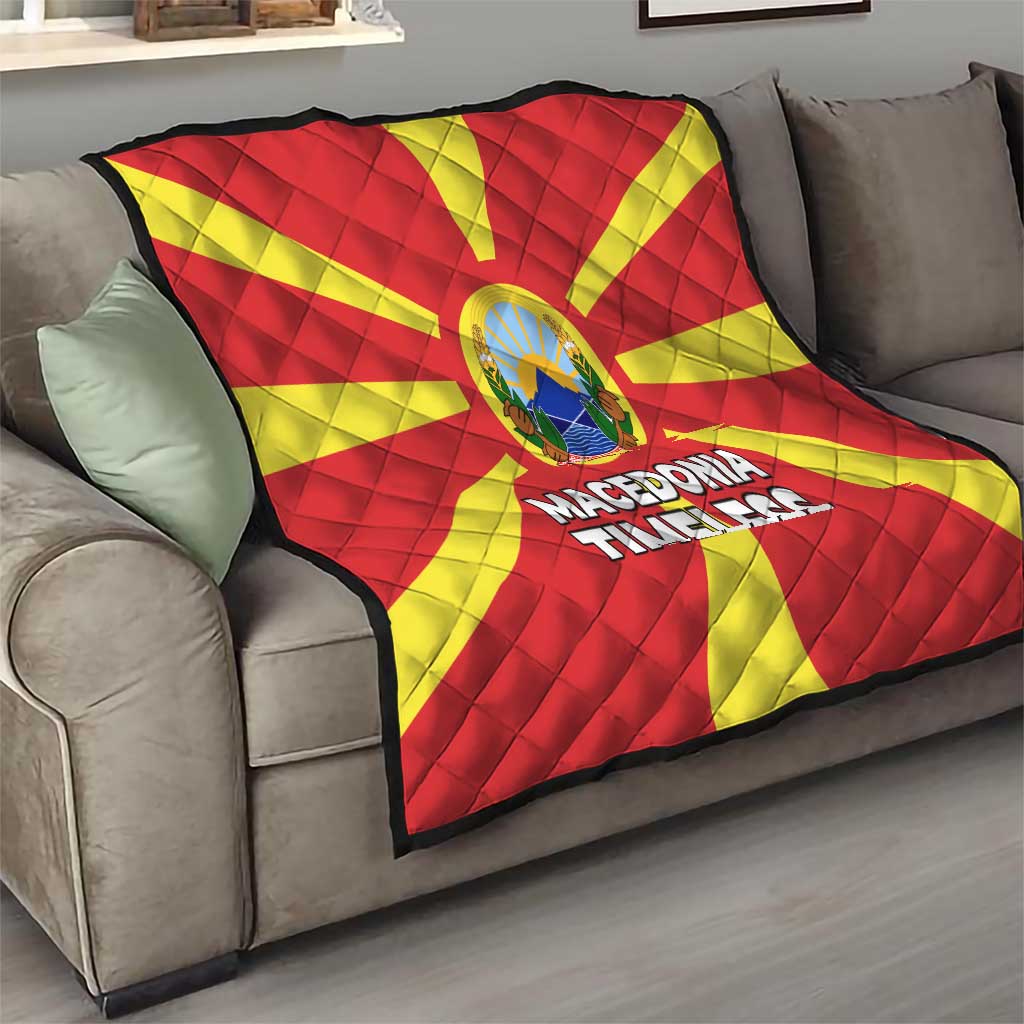 Macedonia Quilt with National Emblem and Sunburst Flag Design - Wonder Print Shop