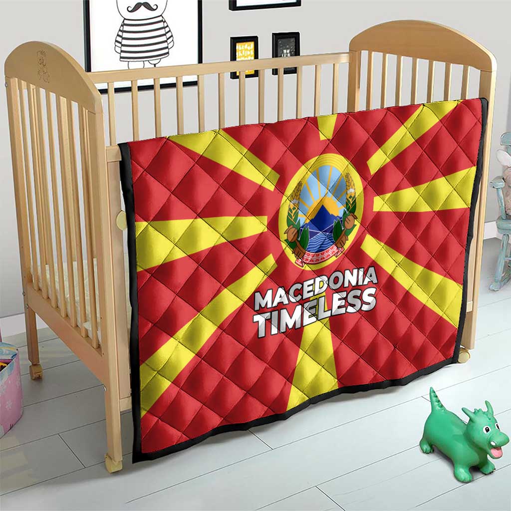 Macedonia Quilt with National Emblem and Sunburst Flag Design - Wonder Print Shop