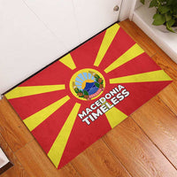 Macedonia Rubber Doormat with National Emblem and Sunburst Flag Design - Wonder Print Shop