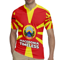 Macedonia Rugby Jersey with National Emblem and Sunburst Flag Design - Wonder Print Shop