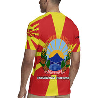Macedonia Rugby Jersey with National Emblem and Sunburst Flag Design - Wonder Print Shop