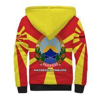 Macedonia Sherpa Hoodie with National Emblem and Sunburst Flag Design - Wonder Print Shop