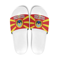 Macedonia Slide Sandals with National Emblem and Sunburst Flag Design - Wonder Print Shop