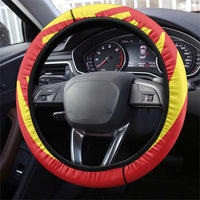Macedonia Steering Wheel Cover with National Emblem and Sunburst Flag Design - Wonder Print Shop