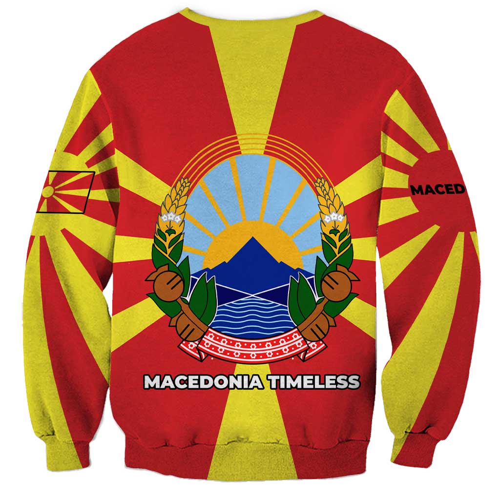 Macedonia Sweatshirt with National Emblem and Sunburst Flag Design - Wonder Print Shop