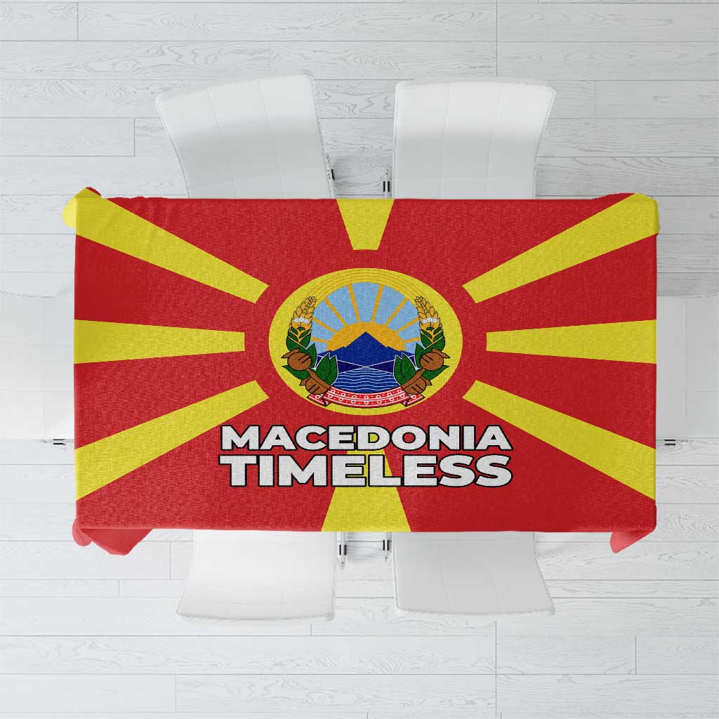 Macedonia Tablecloth with National Emblem and Sunburst Flag Design - Wonder Print Shop