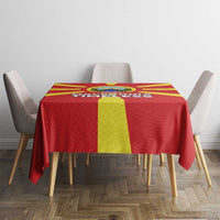 Macedonia Tablecloth with National Emblem and Sunburst Flag Design - Wonder Print Shop