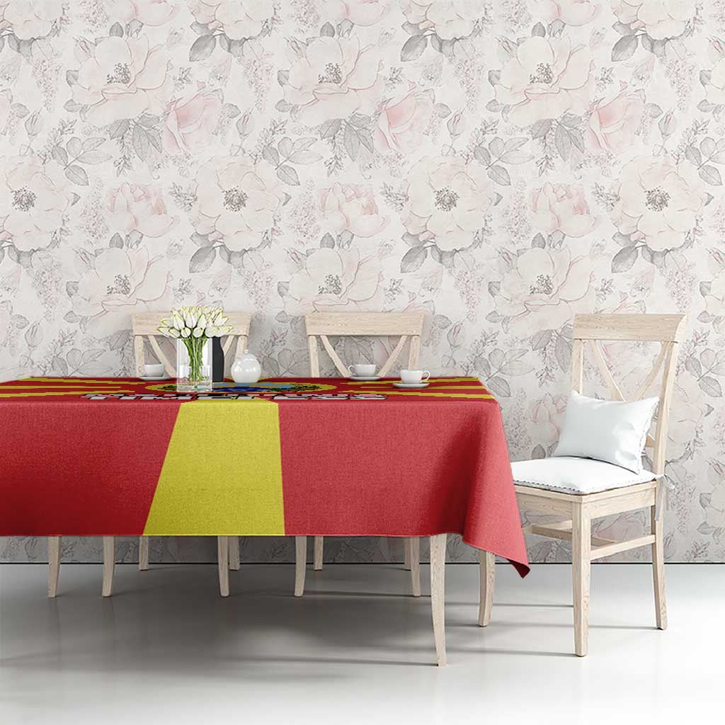 Macedonia Tablecloth with National Emblem and Sunburst Flag Design - Wonder Print Shop