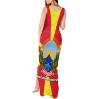 Macedonia Tank Maxi Dress with National Emblem and Sunburst Flag Design - Wonder Print Shop