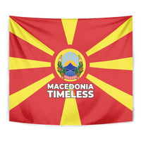 Macedonia Tapestry with National Emblem and Sunburst Flag Design - Wonder Print Shop